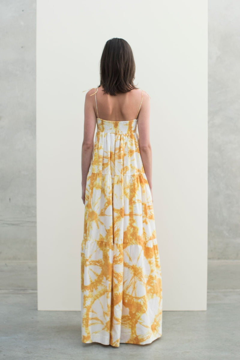 Shirred Spaghetti Strap Maxi