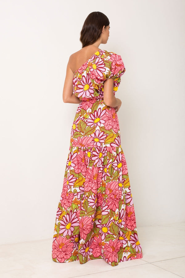 One Shoulder Puff Sleeve Maxi