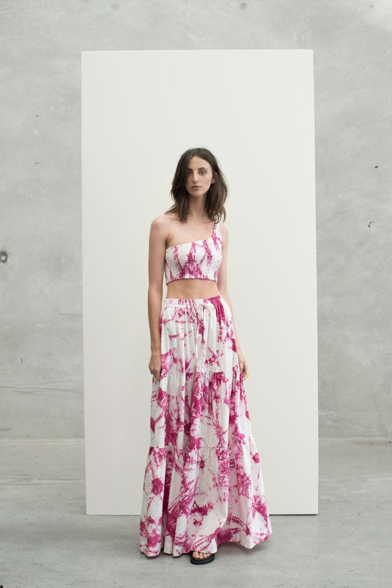 Drawstring A-Line Maxi Skirt