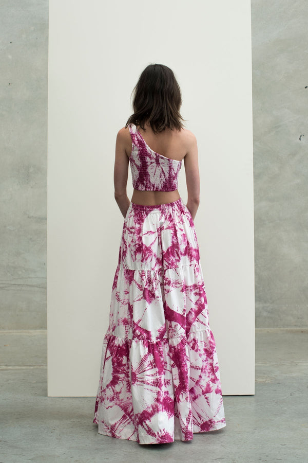 Drawstring A-Line Maxi Skirt