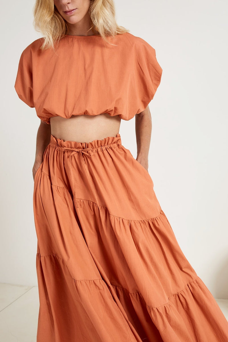 Drawstring Tiered Skirt