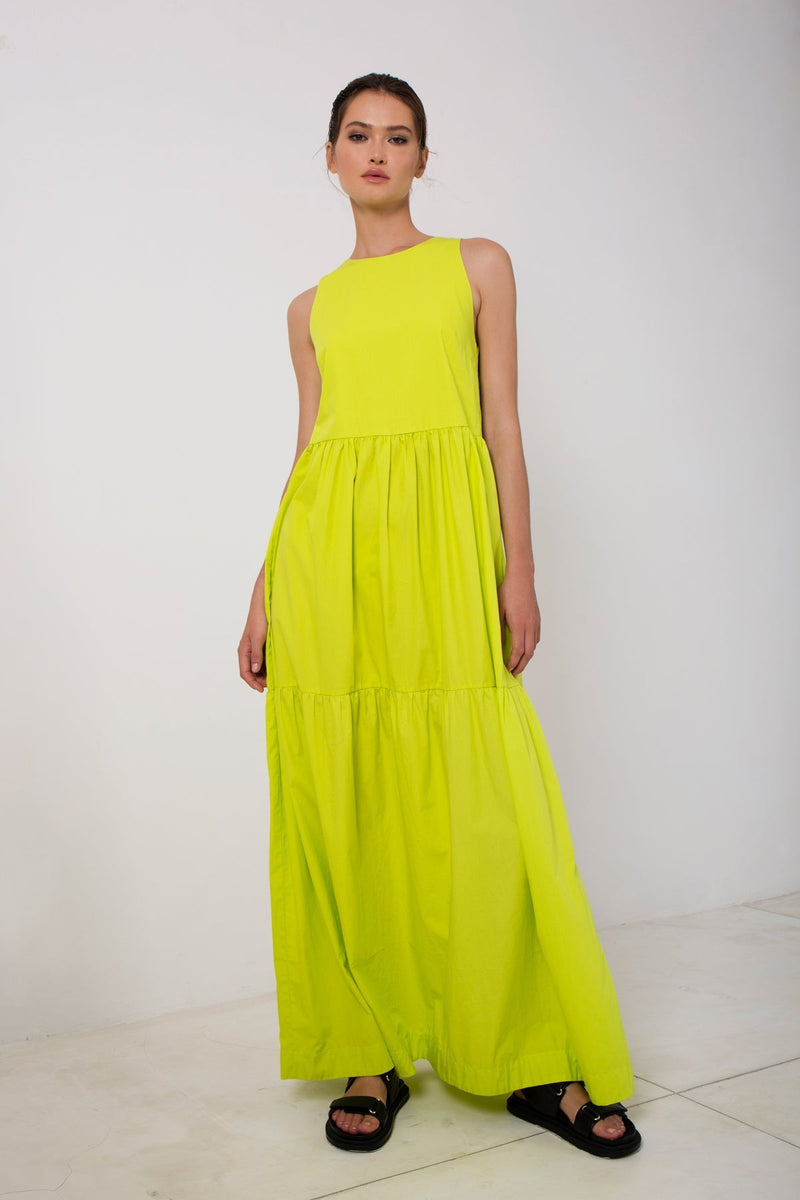 High Neck Tiered Maxi Dress