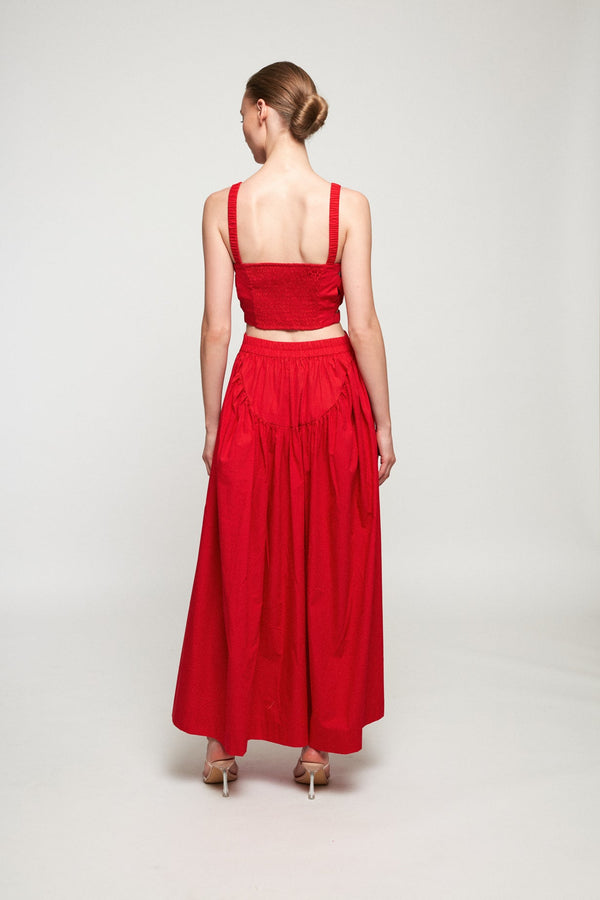 High Waisted Basque Midi Skirt