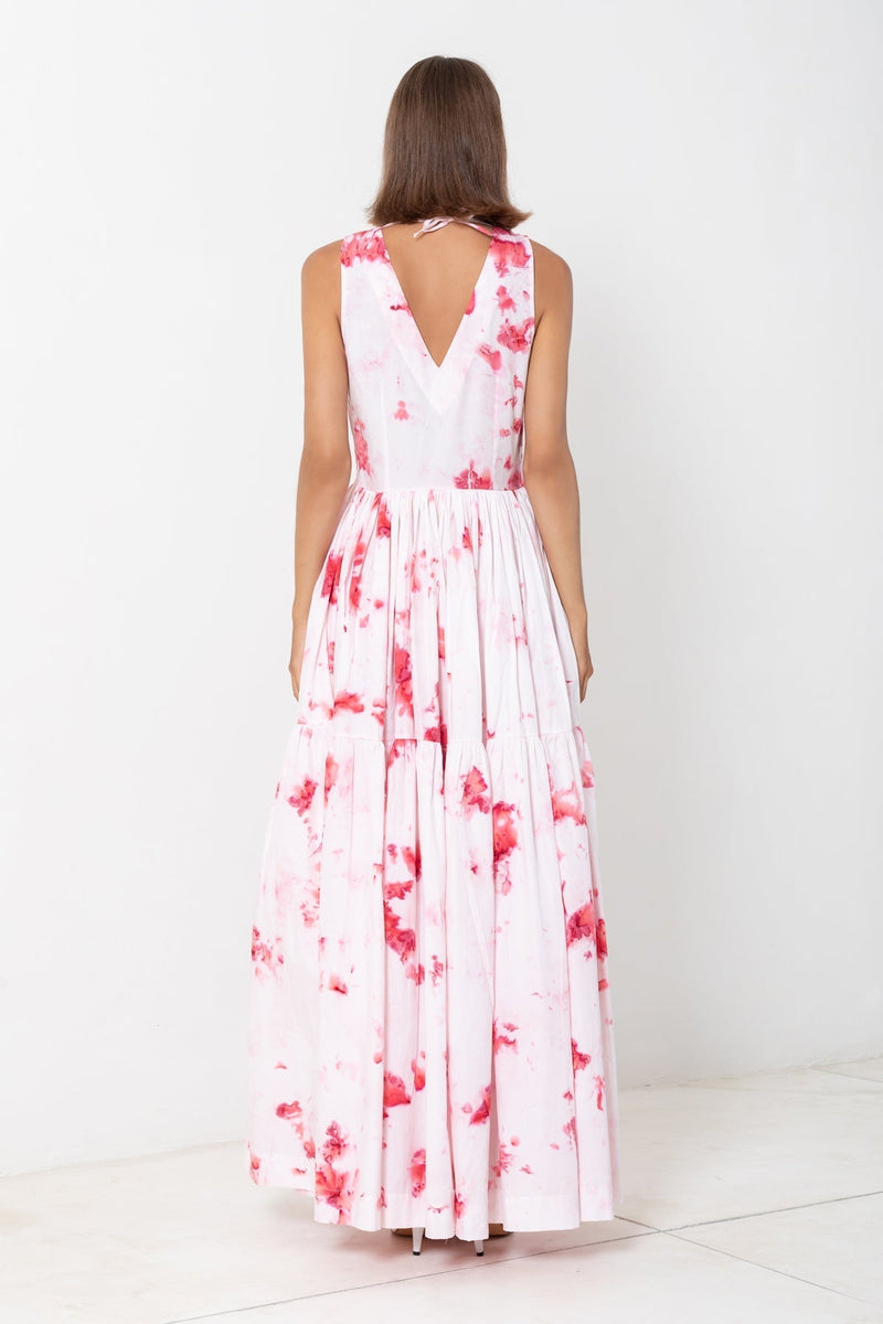 V Neck Tiered Maxi