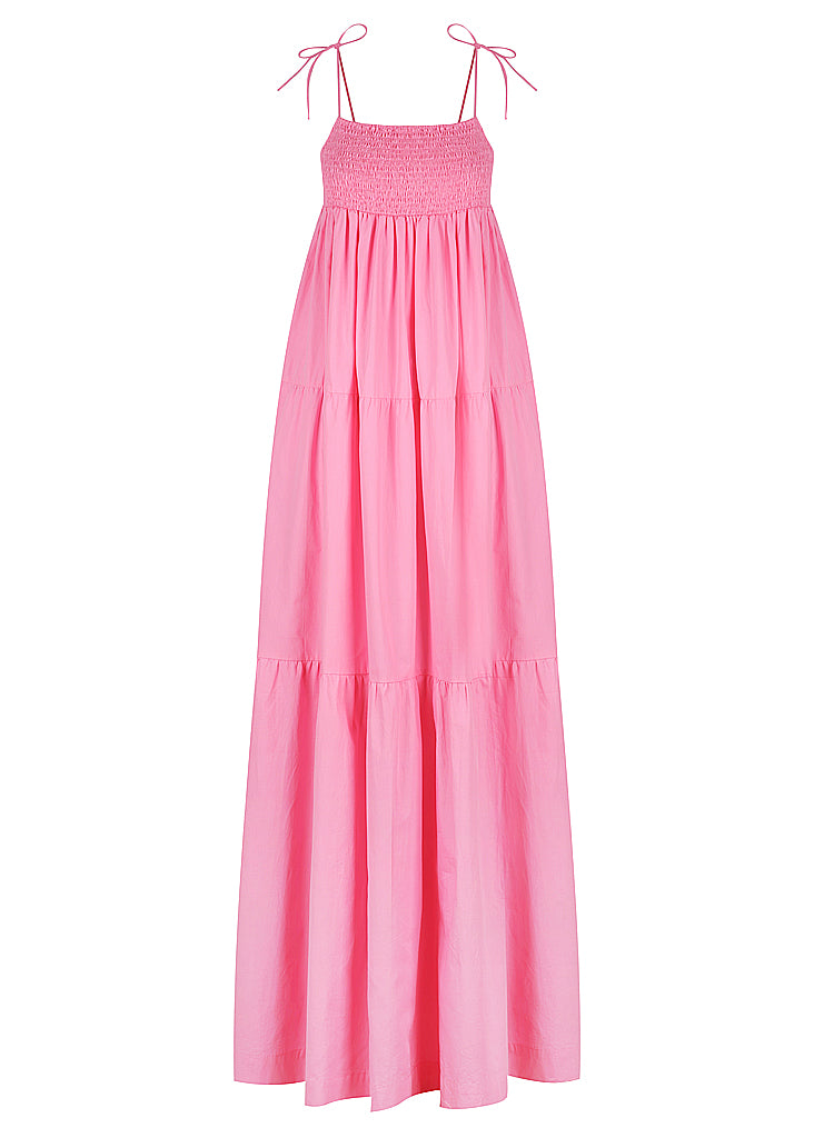 Shirred Spaghetti Strap Maxi