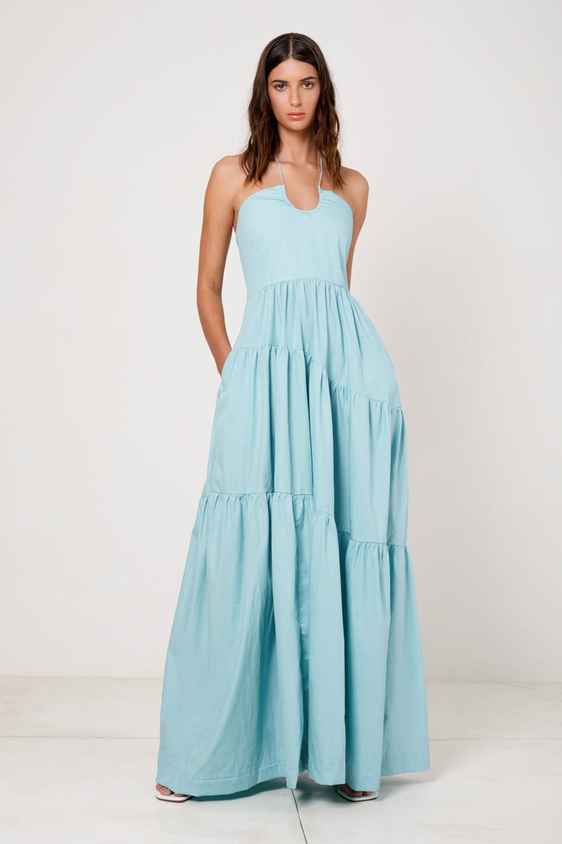 Tie Up Tiered Maxi Dress