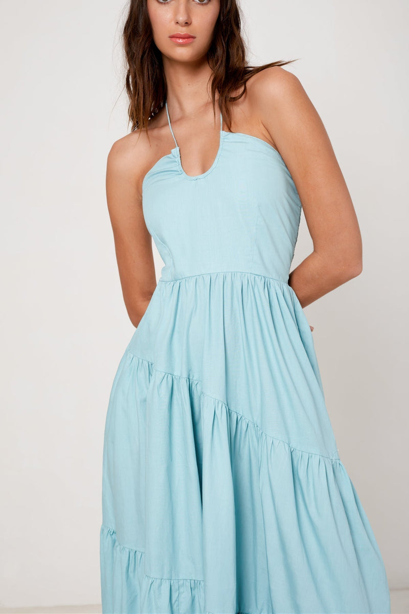 Tie Up Tiered Maxi Dress