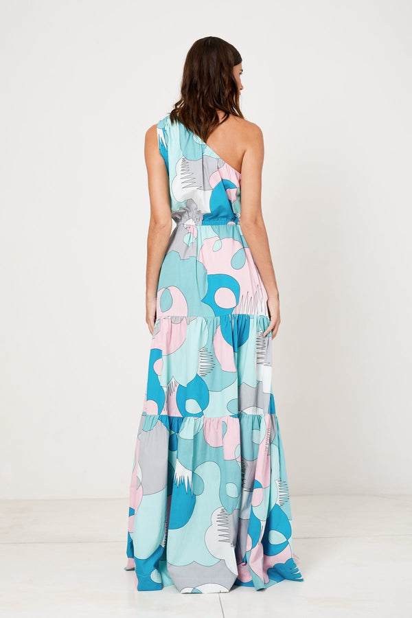 One Shoulder Tiered Maxi