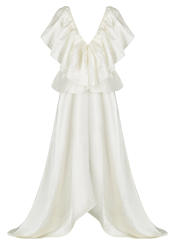 V Neck Ruffle Dress