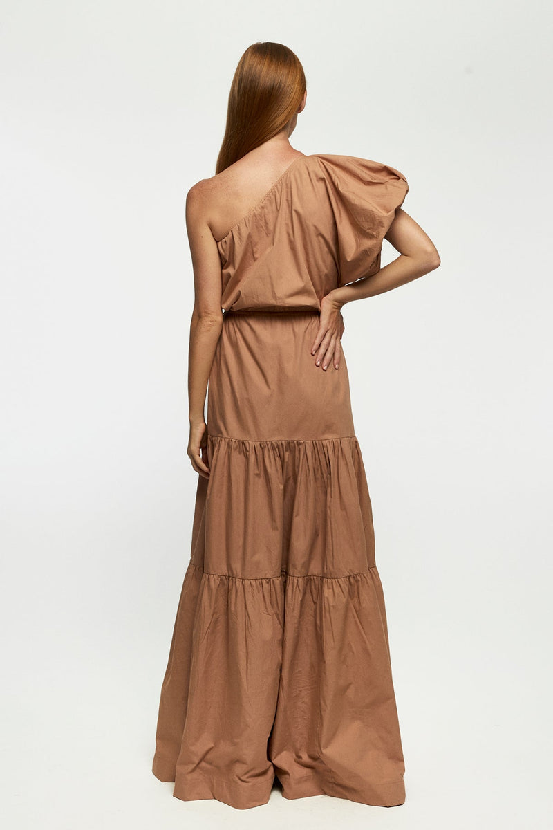 One Shoulder Puff Sleeve Maxi