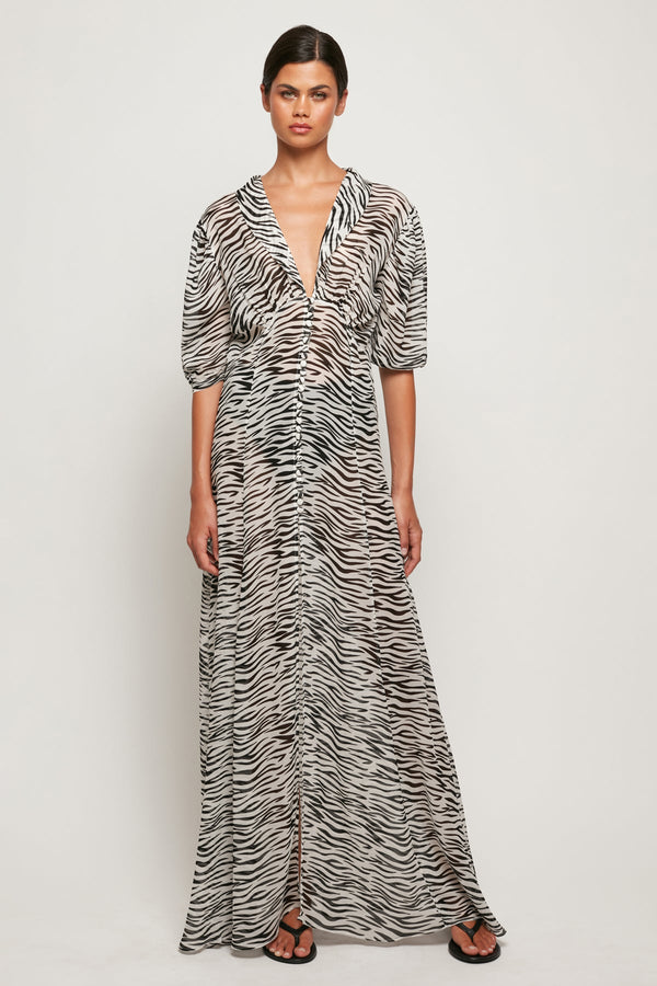 Sheer Button Front Maxi