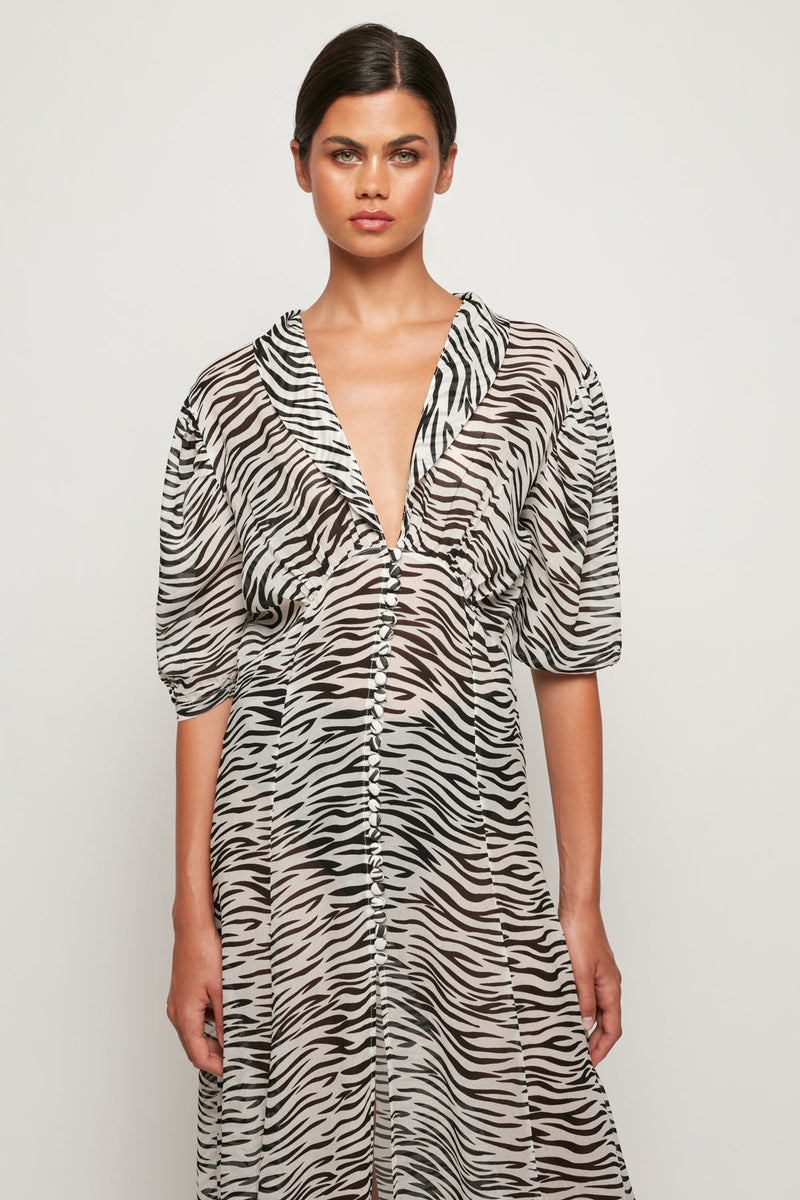 Sheer Button Front Maxi