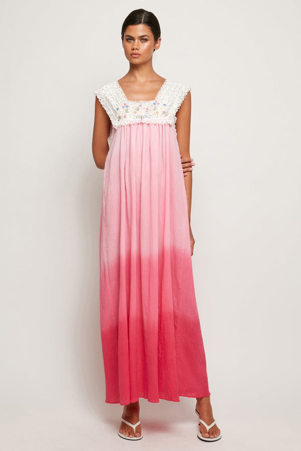 Square Neck Embroidered Midi