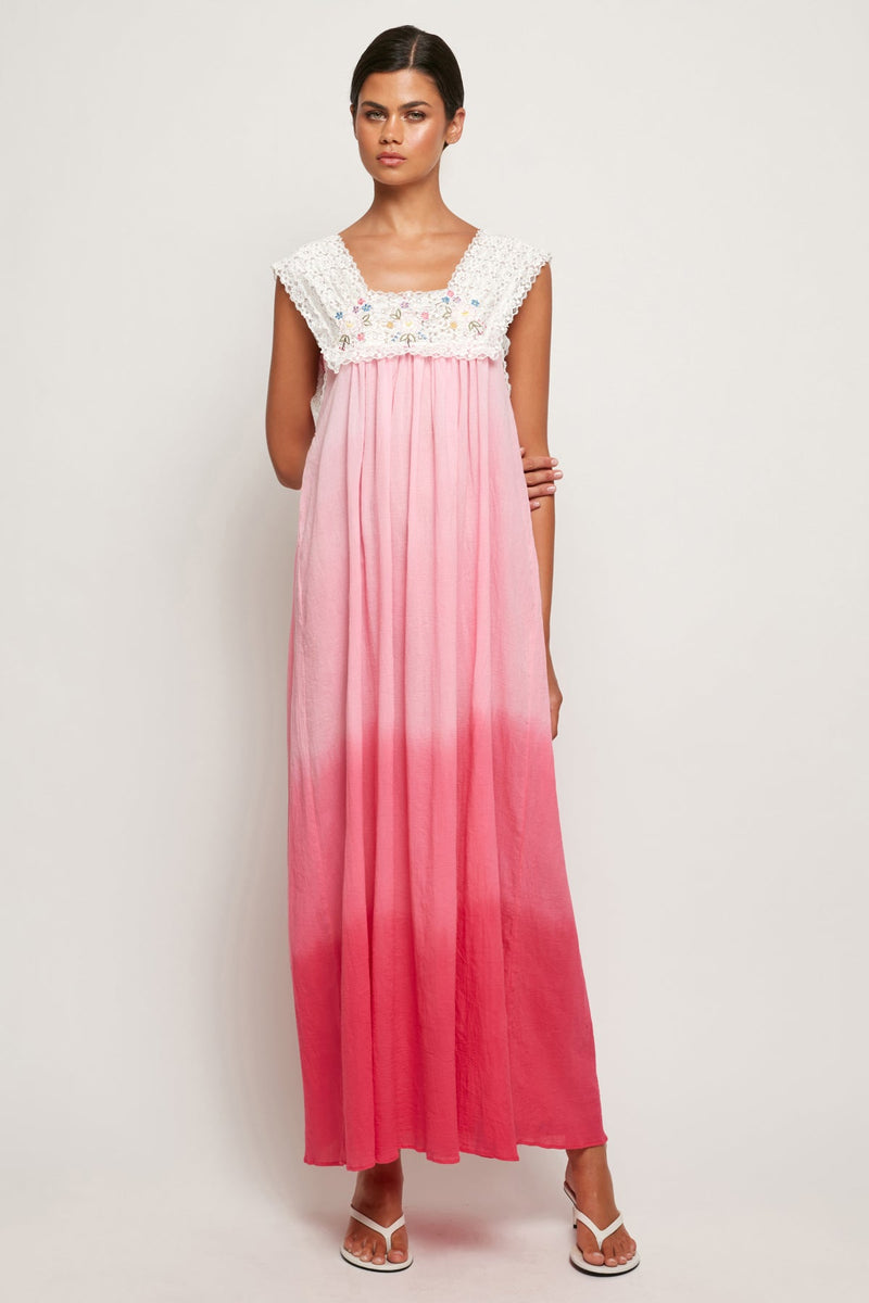 Square Neck Embroidered Midi