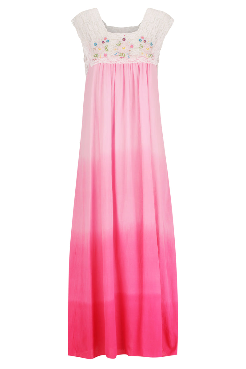 Square Neck Embroidered Midi