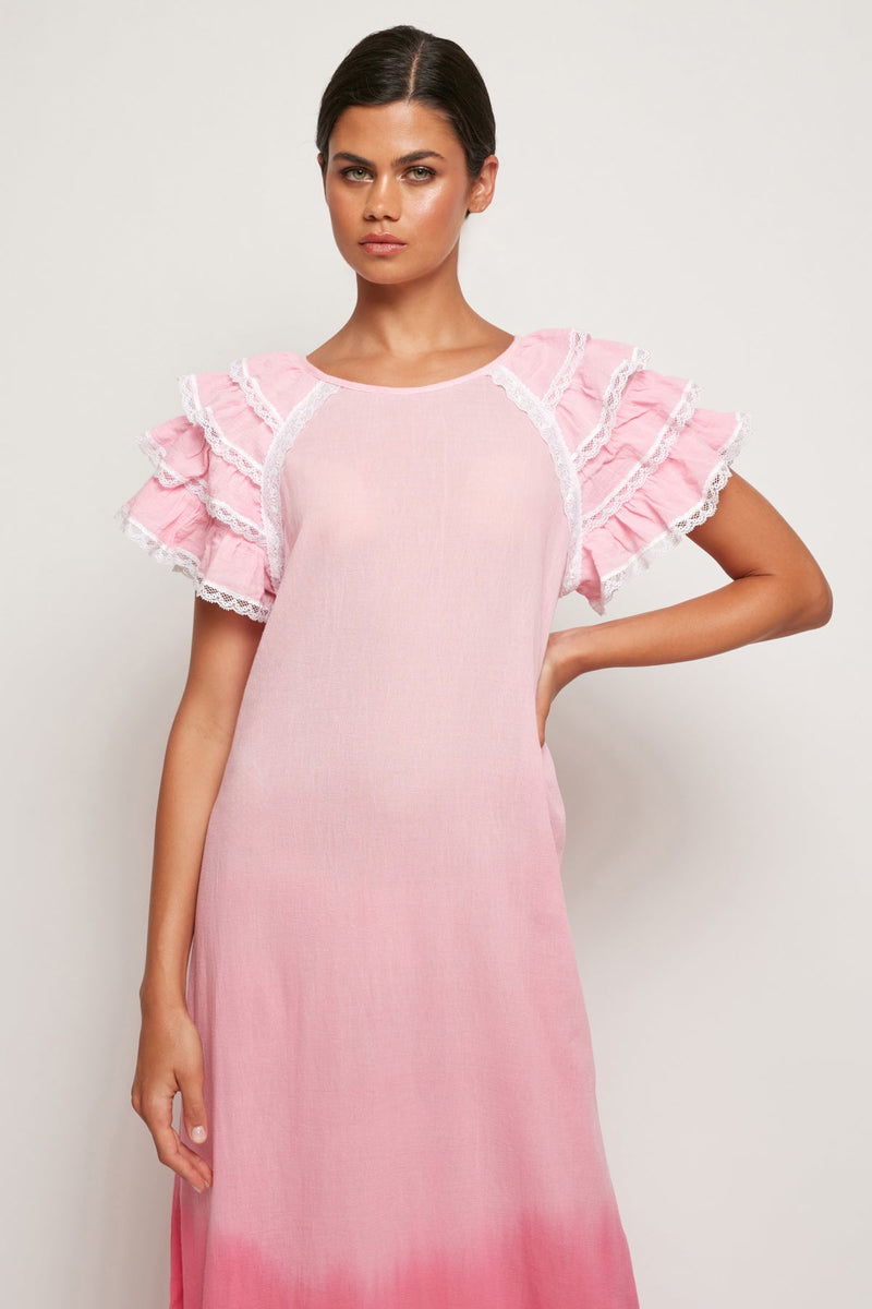 Frill Sleeve A-Line Maxi