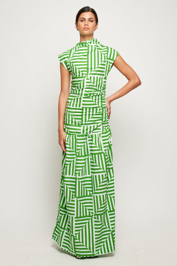 High Neck Cap Sleeve Maxi