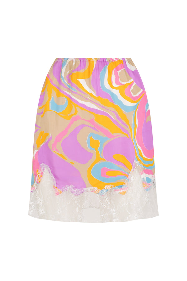 Lace Trim Satin Mini