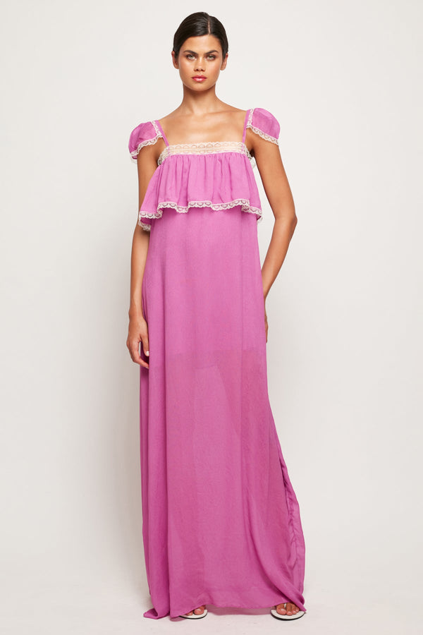 Lace Trim Frill Maxi