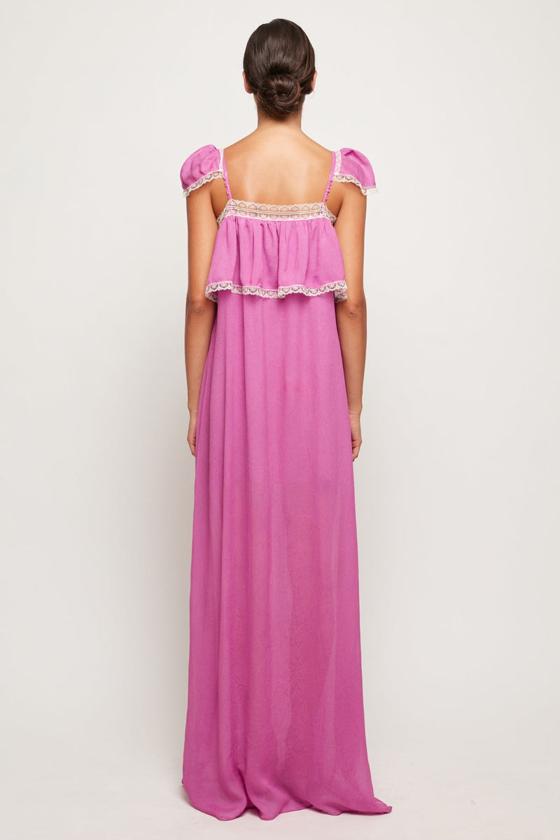 Lace Trim Frill Maxi