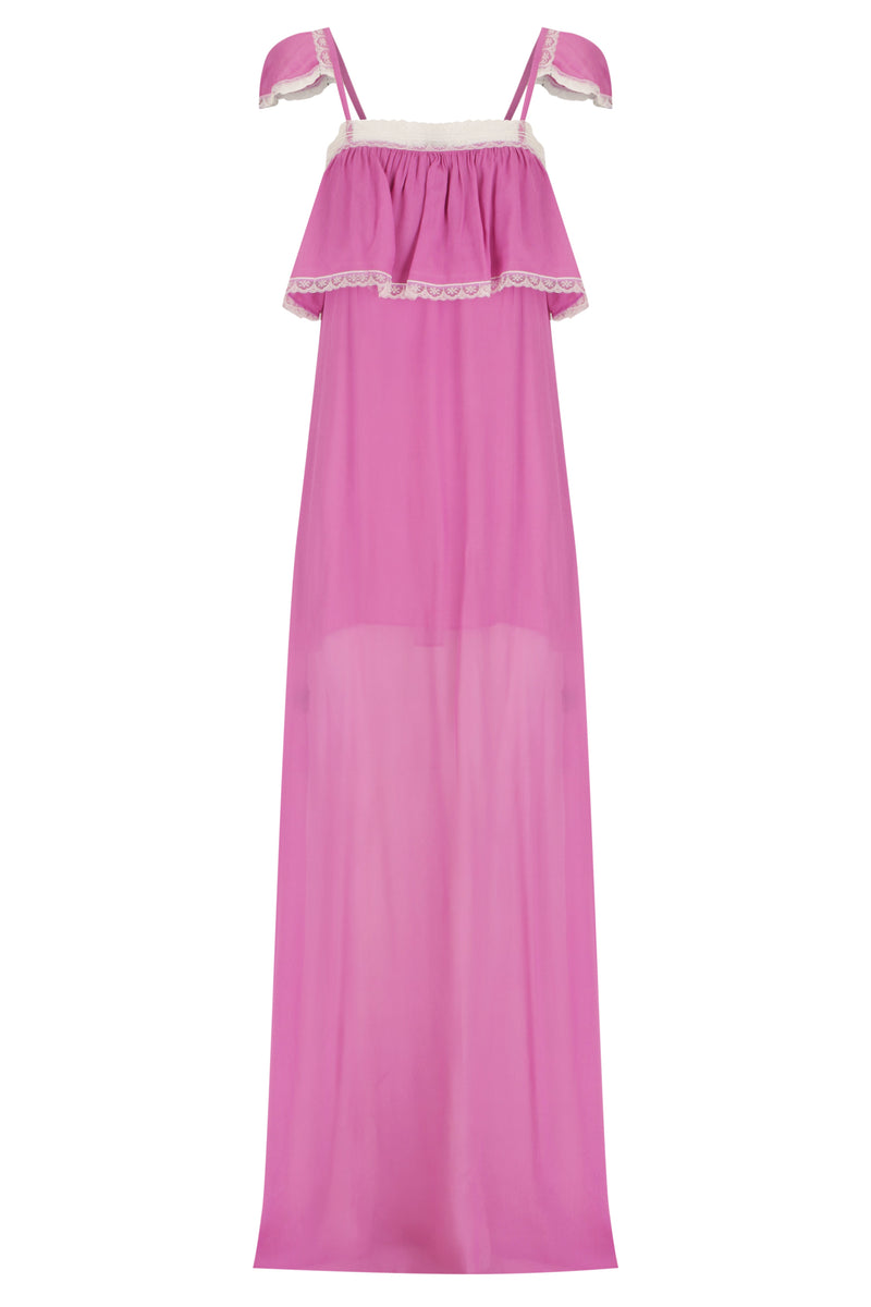 Lace Trim Frill Maxi