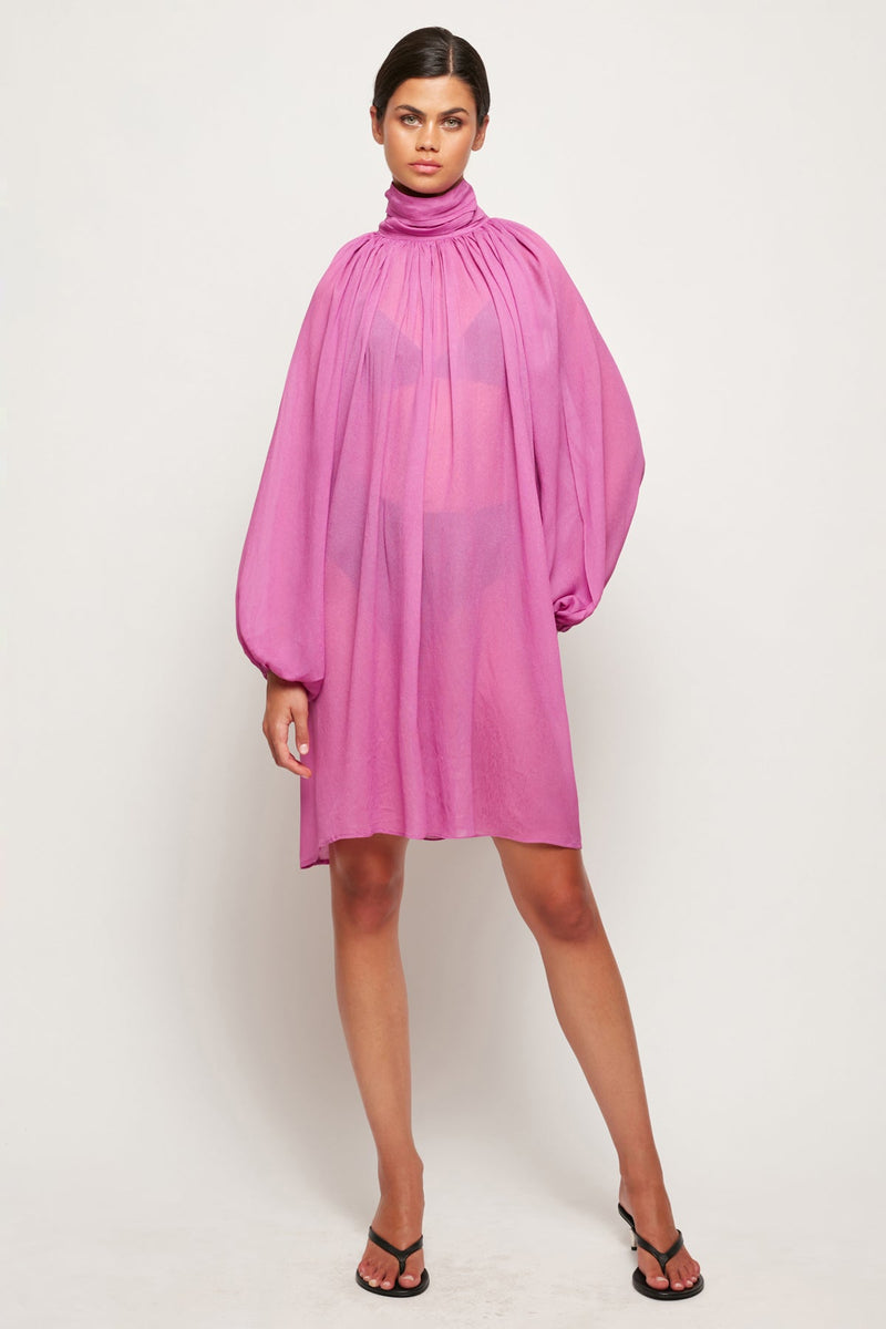 Sheer Balloon Sleeve Mini