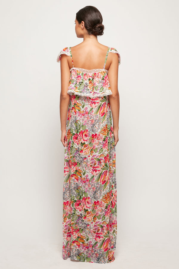 Lace Trim Frill Maxi