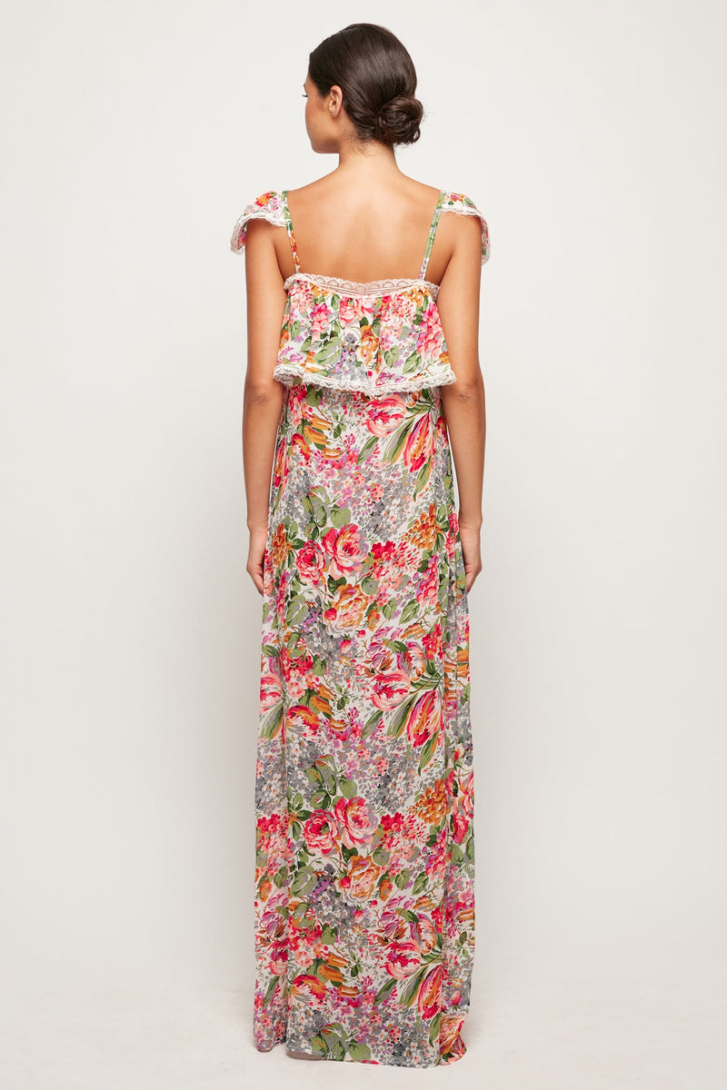 Lace Trim Frill Maxi