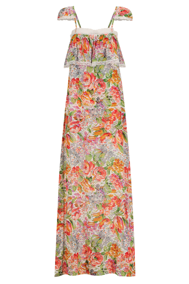 Lace Trim Frill Maxi