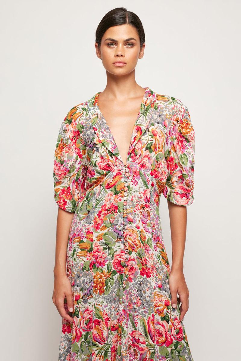 Sheer Button Front Maxi