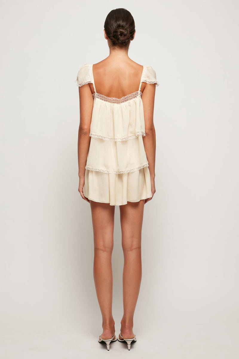 Lace Trim Babydoll Top | Pleated Flounce Mini Shorts