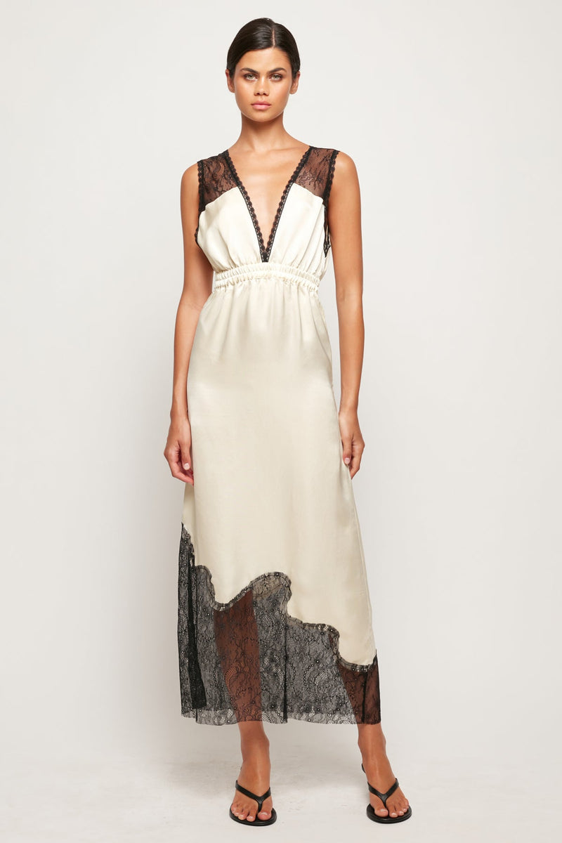 Lace Trim Midi Dress