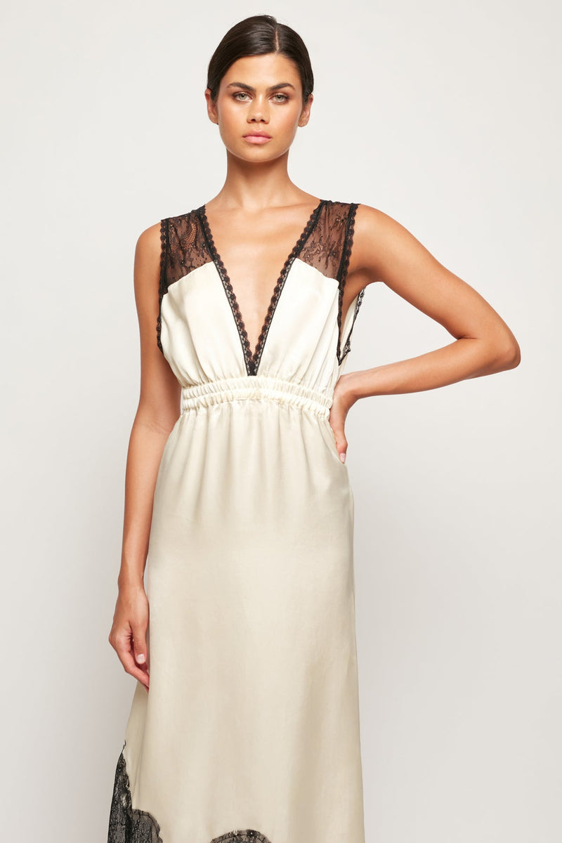Lace Trim Midi Dress
