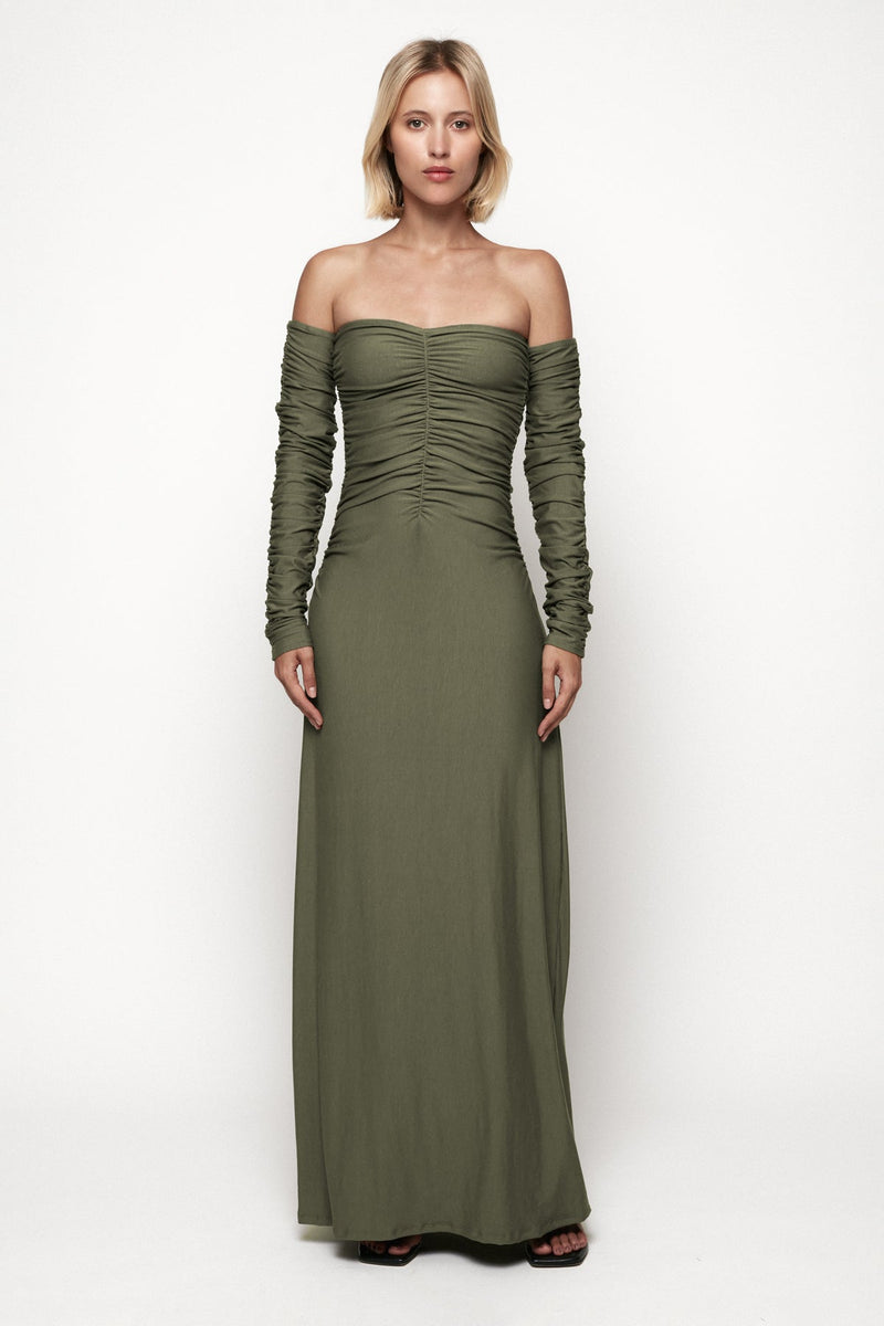 Ruched Long Sleeve Maxi