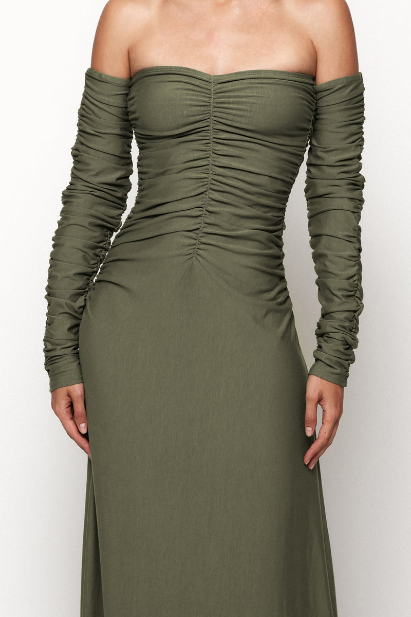 Ruched Long Sleeve Maxi