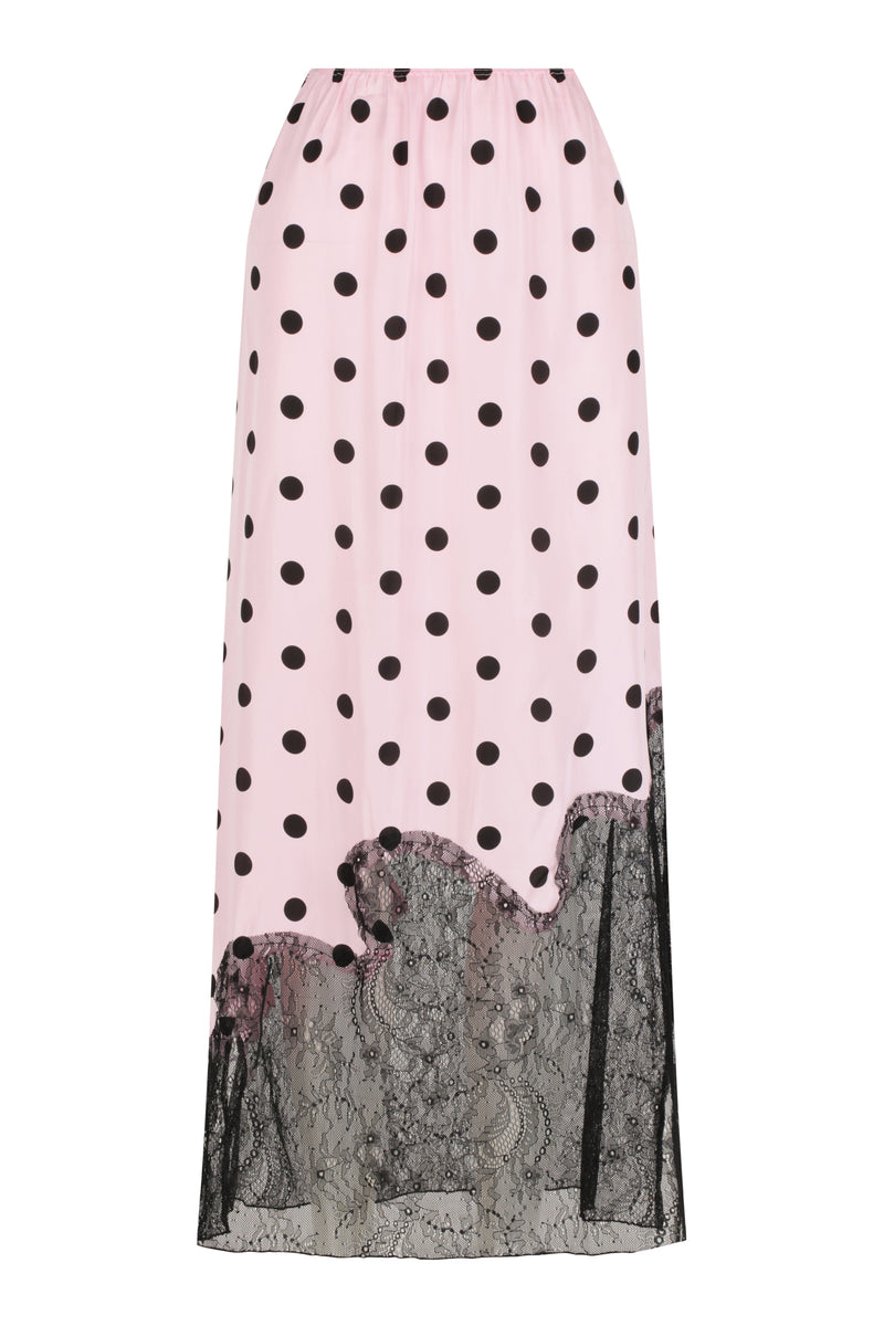 Lace Trim Satin Midi