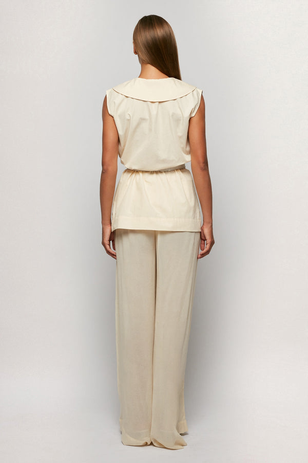 Petal Collar Top | Sheer Relaxed Pant