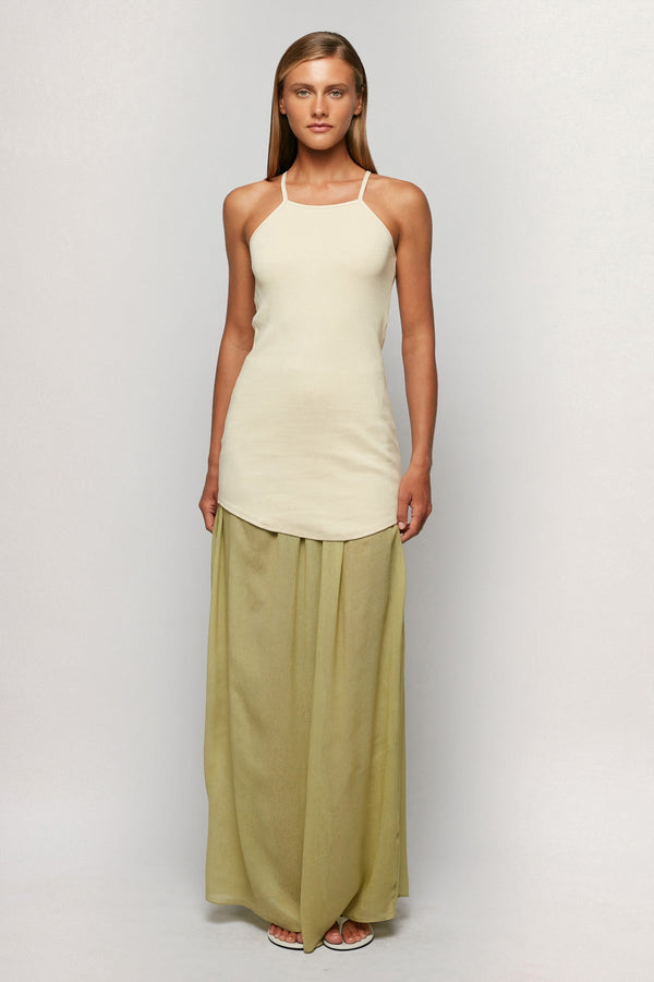 Racer Back Singlet | Sheer Pleated Maxi