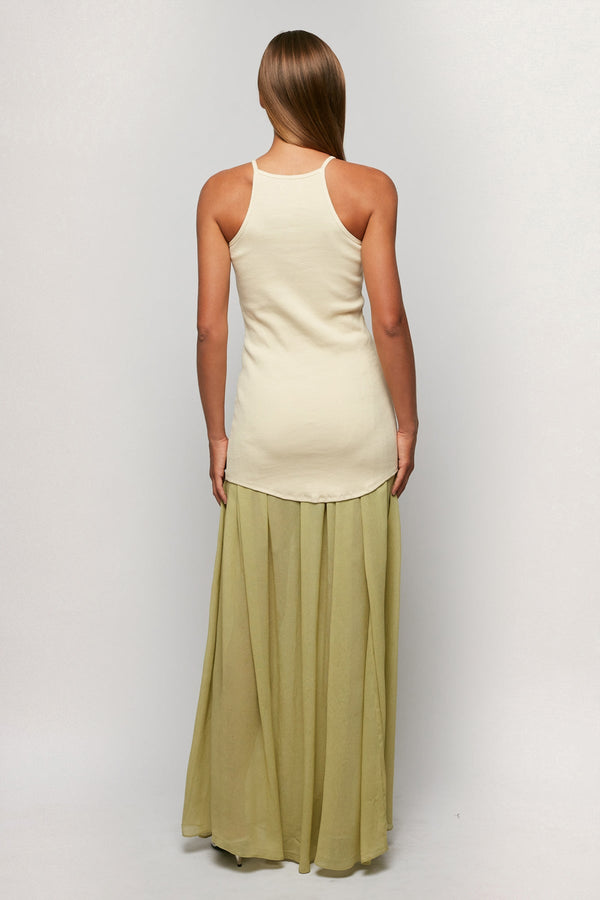 Racer Back Singlet | Sheer Pleated Maxi