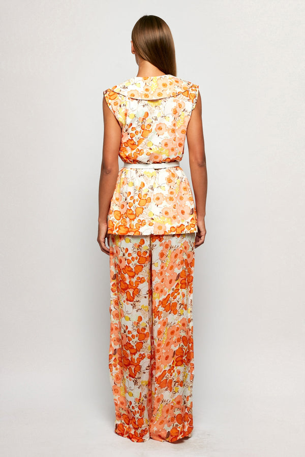 Petal Collar Top | Sheer Relaxed Pant