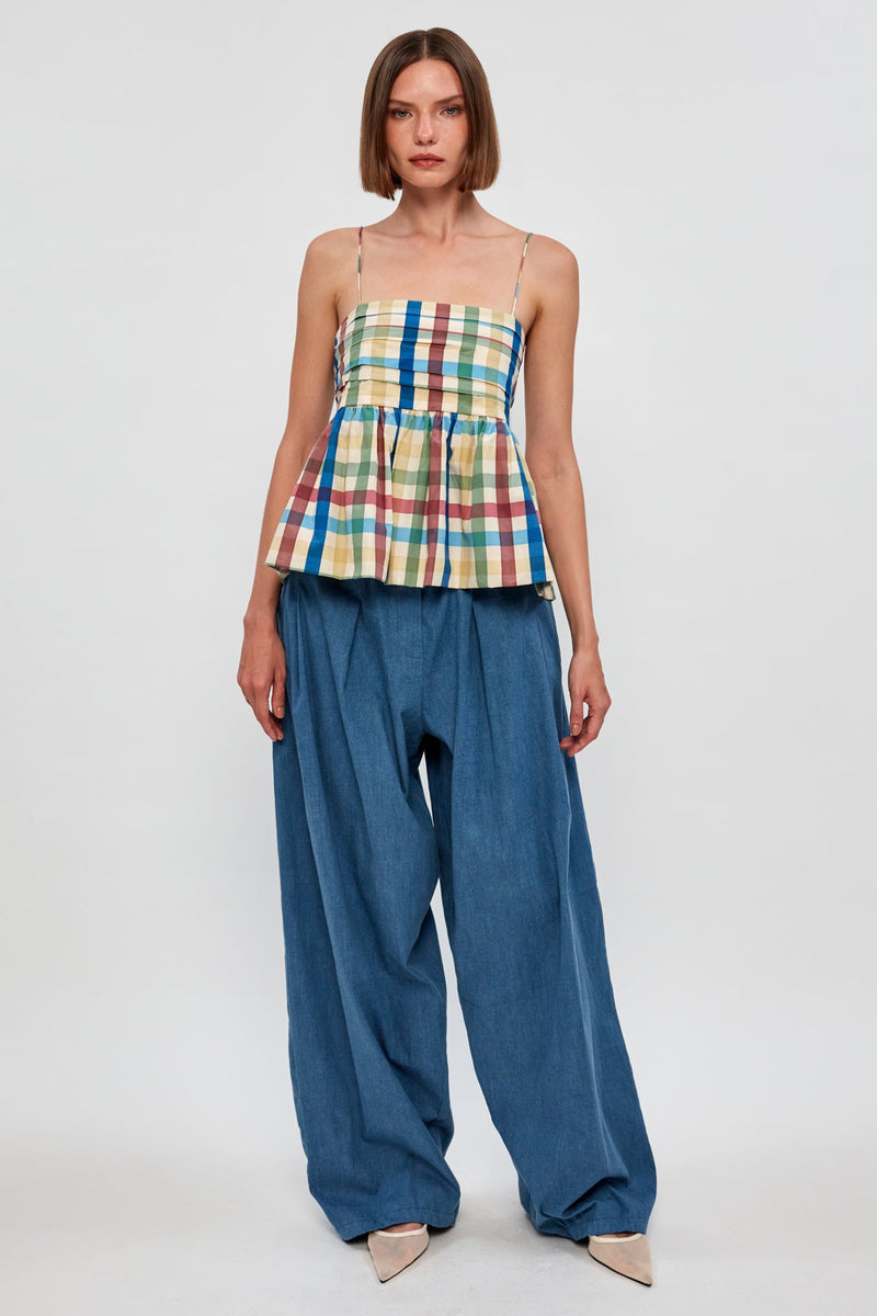 Peplum Cami | Draped Wide-Leg Pant