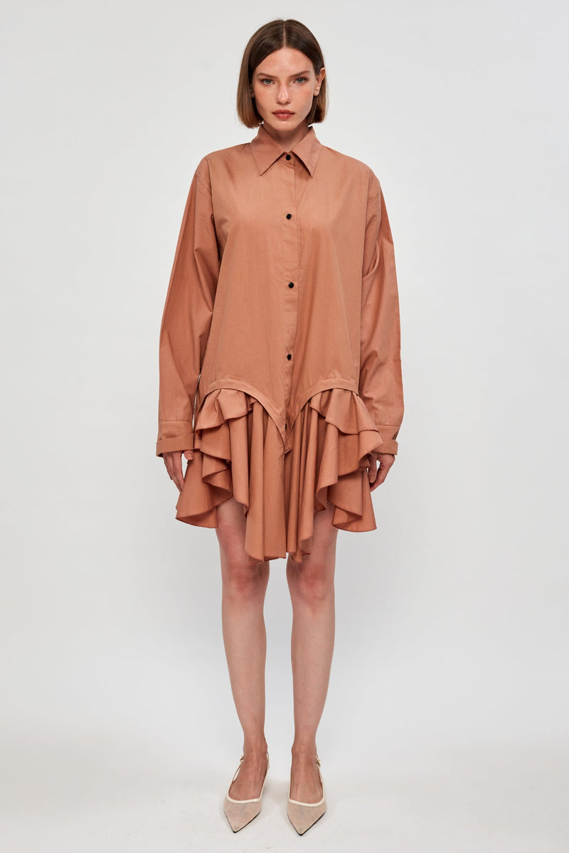Ruffled Hem Shirt Dress