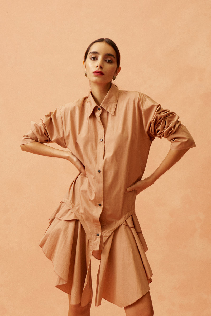 Ruffled Hem Shirt Dress