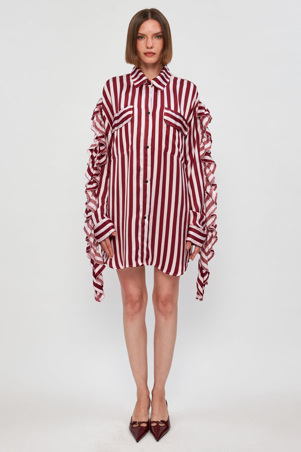 Ruched Sleeve Oversized Shirt