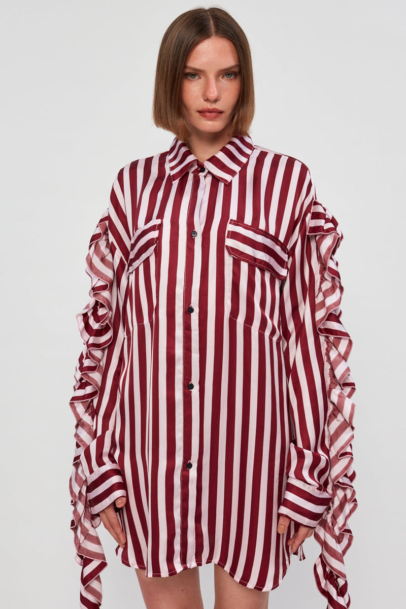Ruched Sleeve Oversized Shirt