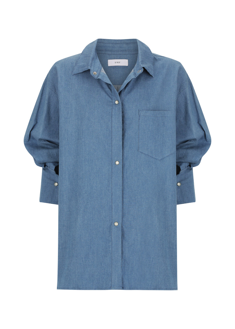 Oversized Denim Shirt | Relaxed Split Maxi Skirt