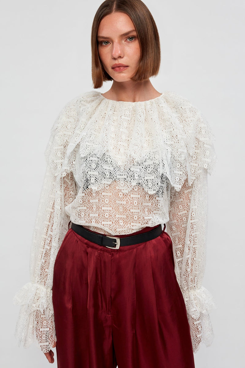 Ripple Edge Blouse | Tailored Trouser