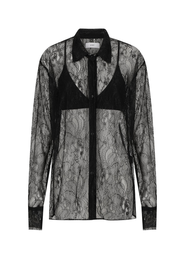 Sheer Lace Button Up