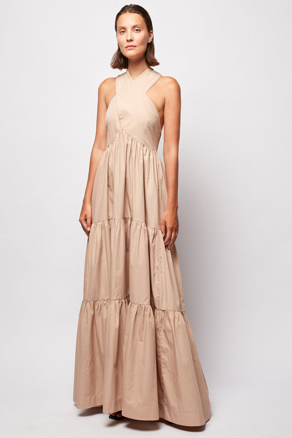 Crossover Tiered Maxi Dress