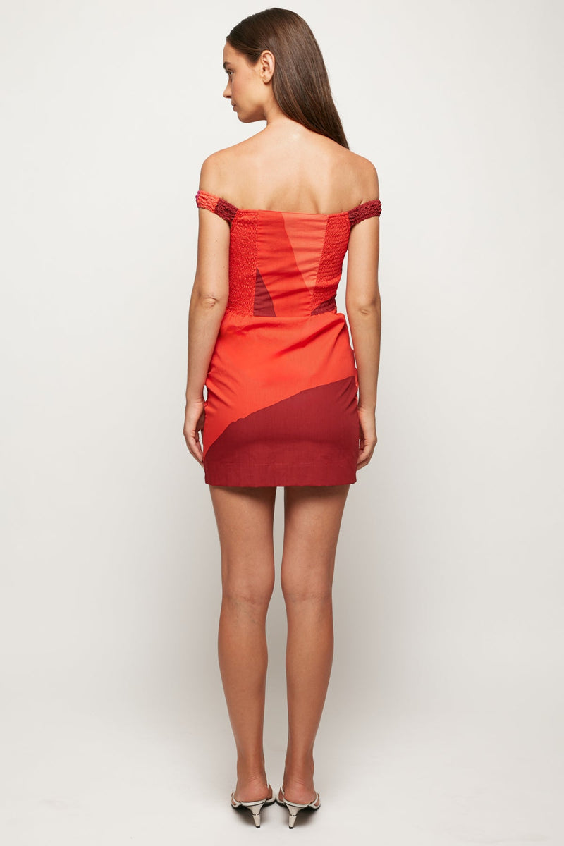 Off Shoulder Pleated Mini